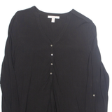 SPIRIT Womens Blouse Black V-Neck Long Sleeve M