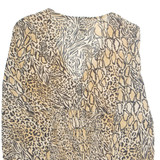 DIVIDES Womens Printed Top Brown V-Neck Long Sleeve Animal Print XS