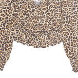 H&M Womens Printed Top Brown Long Sleeve Viscose Animal Print L
