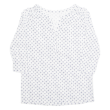 Womens Printed Blouse White V-Neck Long Sleeve Floral M