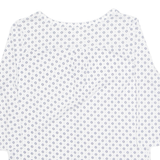 Womens Printed Blouse White V-Neck Long Sleeve Floral M