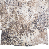 SUISSES COLLECTION Womens Printed Blouse Brown Long Sleeve Crazy Pattern M