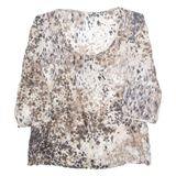 SUISSES COLLECTION Womens Printed Blouse Brown Long Sleeve Crazy Pattern M