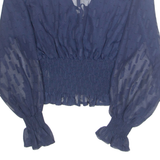 JJWM WOMAN Womens Blouse Blue V-Neck Long Sleeve M