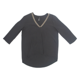 H&M Womens Top Black V-Neck Long Sleeve S