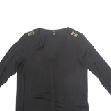 H&M Womens Blouse Black V-Neck Long Sleeve S
