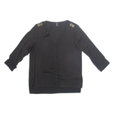 H&M Womens Blouse Black V-Neck Long Sleeve S