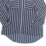 CHICOREE Womens Printed Blouse Blue Collared Long Sleeve Striped M