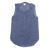 H&M Womens Printed Blouse Blue Collared Sleeveless Spotted XS