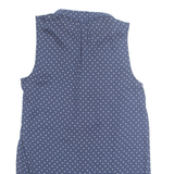 H&M Womens Printed Blouse Blue Collared Sleeveless Spotted XS