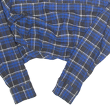 ZARA Womens Printed Blouse Blue Collared Long Sleeve Plaid L