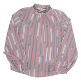 Womens Printed Blouse Pink V-Neck Long Sleeve Crazy Pattern M