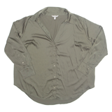 H&M Womens Blouse Green V-Neck Long Sleeve 2XL