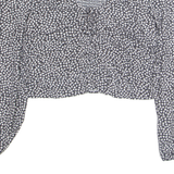 H&M Womens Printed Blouse Black V-Neck Long Sleeve Floral M