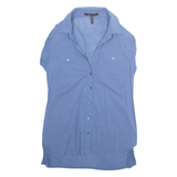 BCBGMAXAZRIA Womens Top Blue V-Neck Sleeveless M