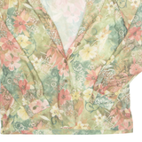 BLAIR BOUTIQUE Womens Printed Blouse Green Collared Long Sleeve Floral M