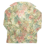 BLAIR BOUTIQUE Womens Printed Blouse Green Collared Long Sleeve Floral M
