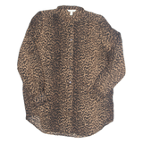 H&M Womens Printed Blouse Brown Long Sleeve Animal Print S