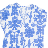 H&M Womens Printed Blouse Blue V-Neck Sleeveless Crazy Pattern S