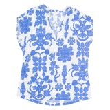 H&M Womens Printed Blouse Blue V-Neck Sleeveless Crazy Pattern S