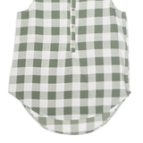 CHICOREE Womens Printed Shirt Green Collared Sleeveless Check M