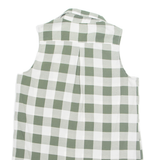CHICOREE Womens Printed Shirt Green Collared Sleeveless Check M