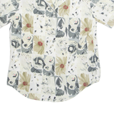 LE CAVIAR Womens Printed Blouse Cream Collared Floral M