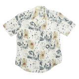 LE CAVIAR Womens Printed Blouse Cream Collared Floral M