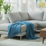 Anycozy Blue Faux Cashmere Throw Blanket – Diamond Knit Sofa Cover & Home Decor Accent