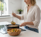 Anygleam Natural Wood Large Acacia Wood Salad Soup Bowl Food Kitchen Tableware