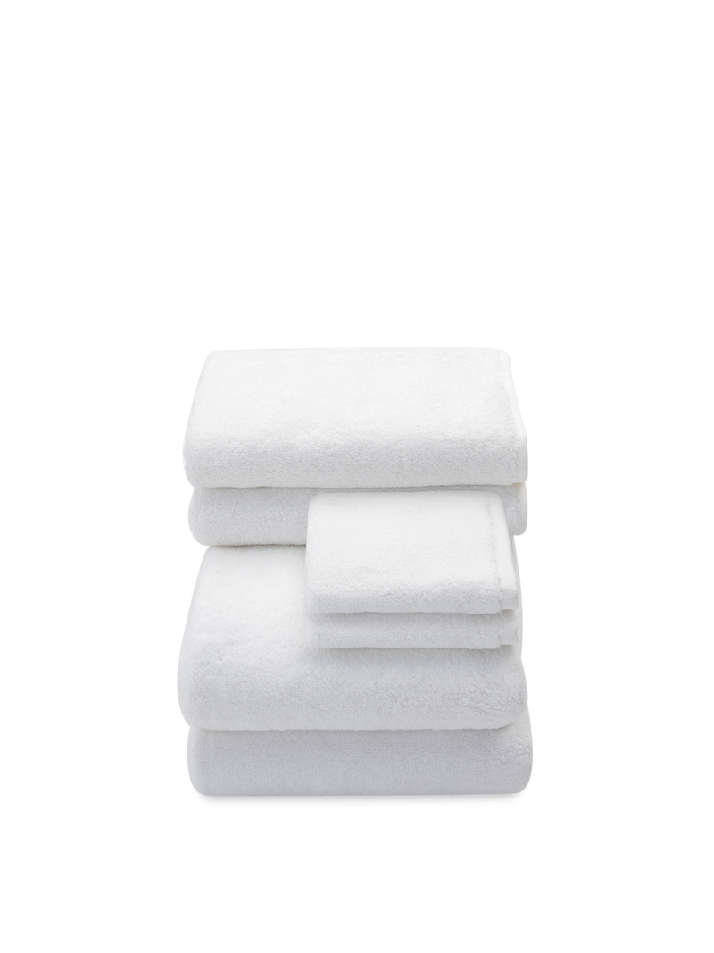 Organic and Fairtrade Cotton Bath Towel Set in White#color_white