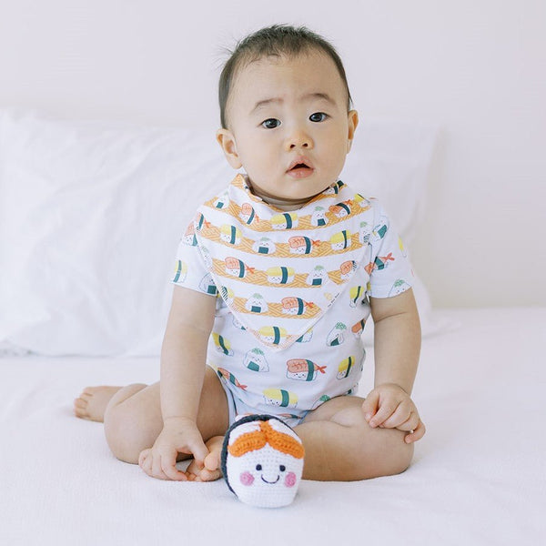 the wee bean cute asian baby in sushi bandana bib