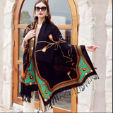 Anyyou 100% Merino Wool Brown Ancient Elegance Silk Satin Large Winter Scarf Pashmina Shawl Bandana Perfect For Women Ladies Fashion Style