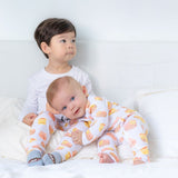 the wee bean baby reversible zipper PJ pajamas in dim sum sibling matching