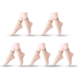 Anyfootwear 10 Pairs Free Size Women Fashion Socks High Quality Velvet Silk Breathable Soft Cotton Bottom Moisture Wicking Non-Slip Spring Summer Beige