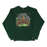 Russell Athletic Graphic Sweatshirt - Medium Green Cotton Blend