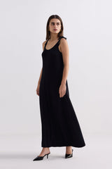 Tie-Detail Maxi Dress in Black