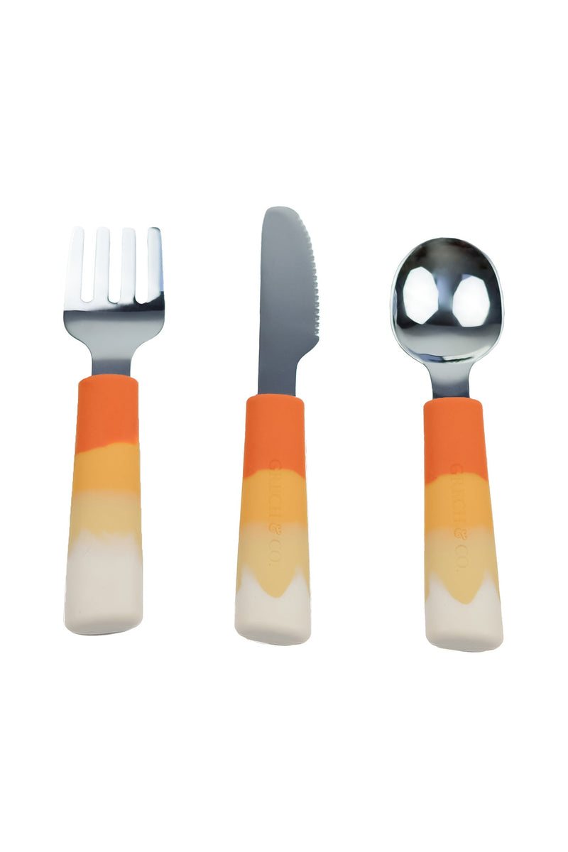 3 piece cutlery set for kids and toddlers - Orange