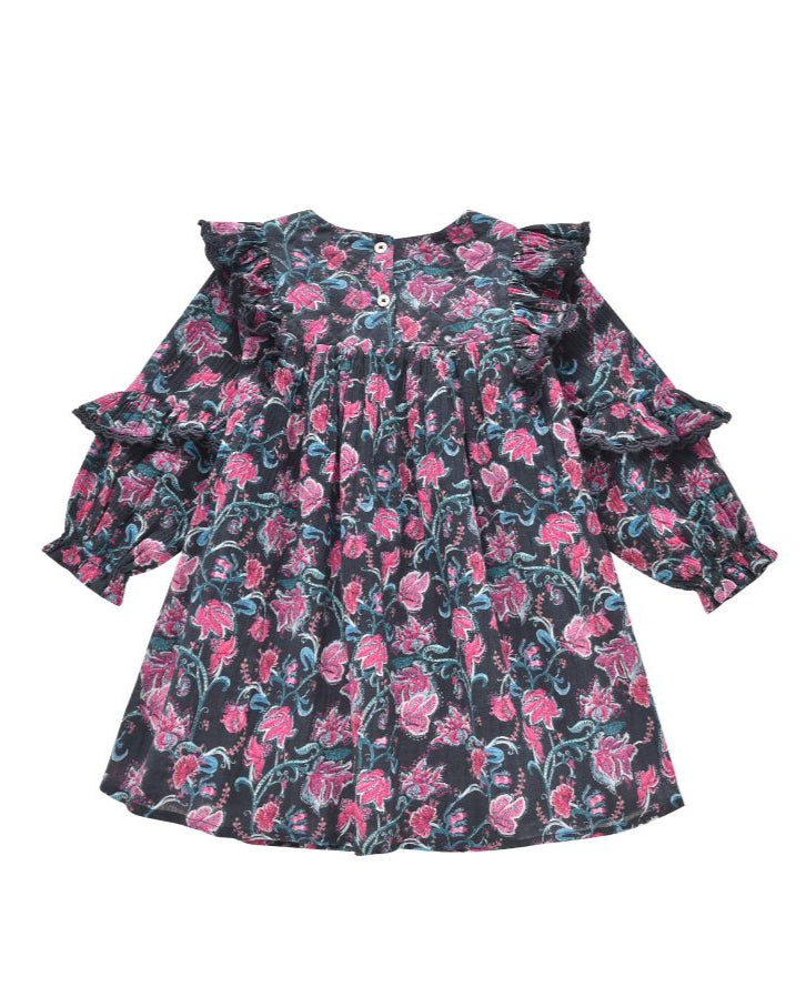 Dress Lara - Charcoal Wildflowers