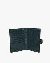 hyer goods recycled leather travel passport wallet forest green croc#color_forest-green-croc