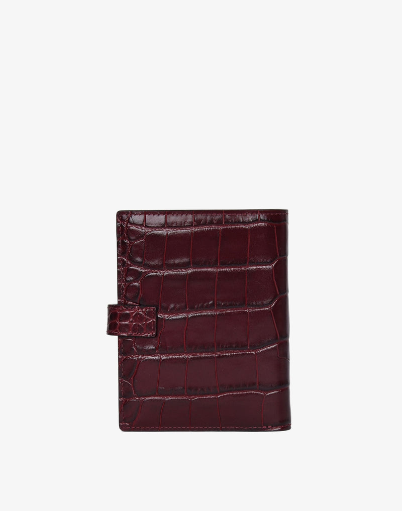 hyer goods recycled leather travel passport wallet burgundy croc#color_burgundy-croco