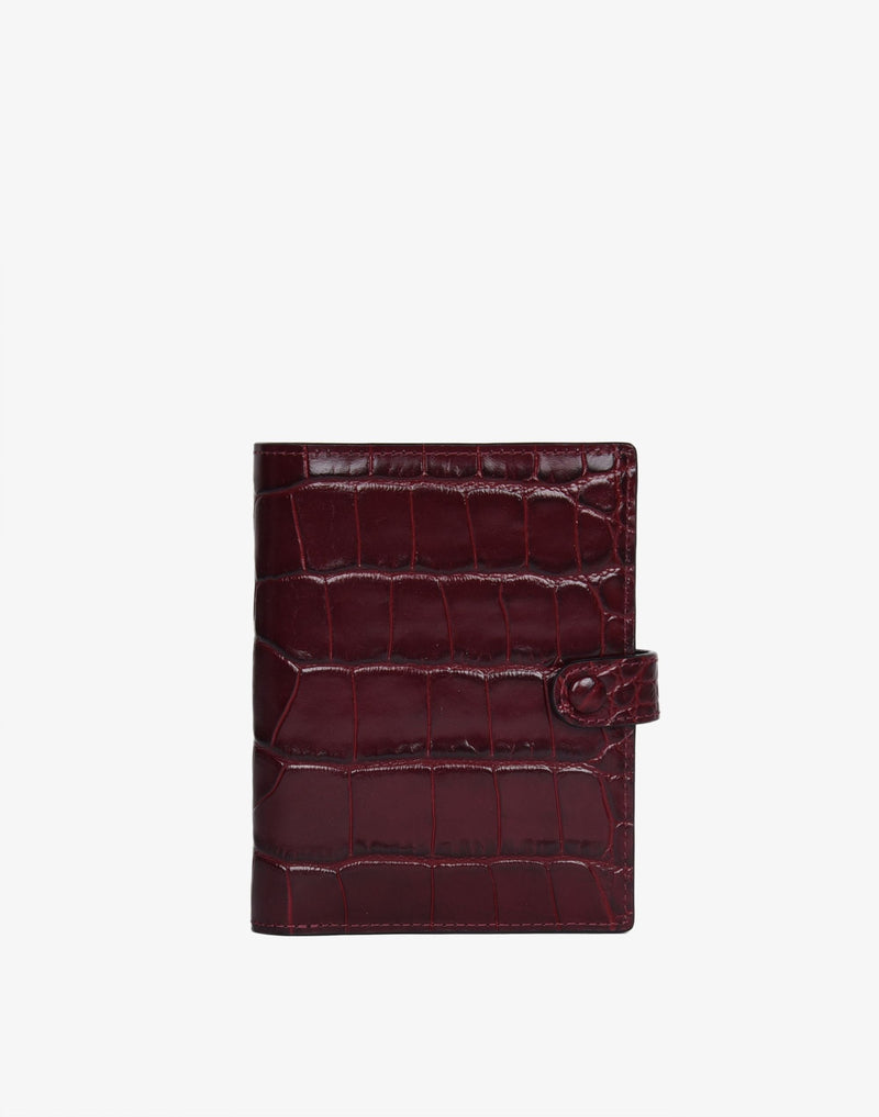 hyer goods recycled leather travel passport wallet burgundy croc#color_burgundy-croco