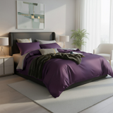 Anycozy UK King Bed Sheet Set – Purple & Light Grey Ultra‑Soft Luxury Egyptian Cotton Bedding Cover, 4‑Piece Ensemble
