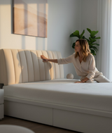 Anycozy Headboard Cover Off White Short Plush Super Soft Smooth Quilted Velvet Bed Back Dust Protector Cover 160x70cm