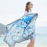 Anyyou 100% Mulberry Silk Sky Blue Long Scarf for Women Luxury Beach Shawl Swimwear Cover-Up Pashmina Wrap Foulard