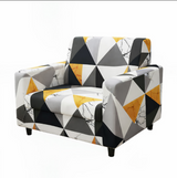 Anyseat 1-Seater Sofa Cover – Yellow White Geometric Style Slipcover for Living Room Chair Protection