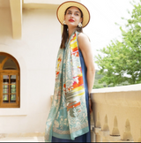 Anyyou 100% Mulberry Silk Long Scarf for Women – Pastel Blue Luxury Beach Shawl, Swimwear Cover Up, Pashmina Style Foulard & Face Shield