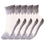 Anyfootwear 5 Pairs Women's Transparent Lace Socks Size 5-9 Breathable Silk Crystal Glass Stretch Embroidery Summer Fashion Socks Grey