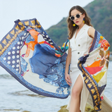 Anyyou 100% Mulberry Silk Blue Scarf Women Luxury Long Shawl – Beach Wear, Swimwear Cover Up, Pashmina Face Shield Foulard Fashion Accessory