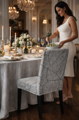 Anyseat Grey Stone Break Design Chair Cover – Elastic Slipcover with Anti‑Dirt Protection for Dining Room, Kitchen, Wedding, Hotel, Banquet & Restaurant